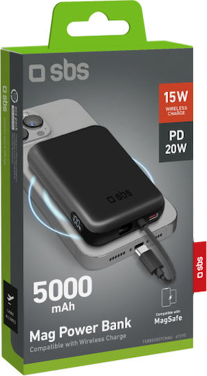 SBS MagSafe Power Bank 5000mAh 20W Power Delivery Μαύρο