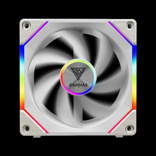 Gamdias Aeolus P2-1203 Reverse Blade Case Fan (2400rpm / 74.97cfm) με ARGB Φωτισμό και Σύνδεση 4-Pin PWM Λευκό