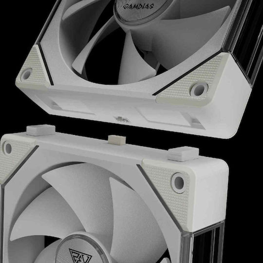Gamdias Aeolus P2-1203 Reverse Blade Case Fan (2400rpm / 74.97cfm) με ARGB Φωτισμό και Σύνδεση 4-Pin PWM Λευκό