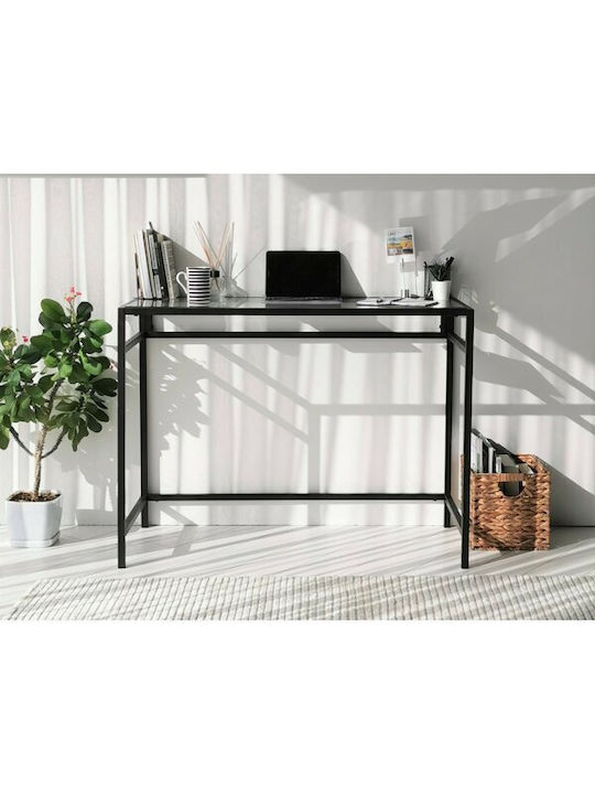 Schreibtisch Asheboro 128 Glas Black mit Metallbeinen 100x45x75cm