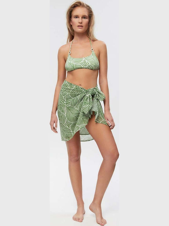 Γυναικείο Παρεό-μαντήλι Minerva Beachwear Green White One Size