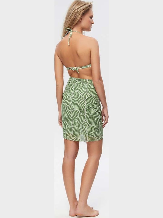 Γυναικείο Παρεό-μαντήλι Minerva Beachwear Green White One Size