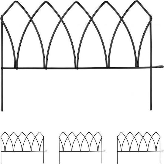 Set 4 Borduri Decorative din Metal pentru Grădină Flori 29.5 X 43.5 X 2 Cm Negru