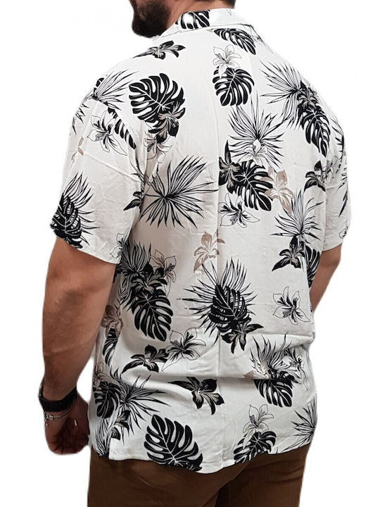 Short-sleeved Shirt in Wide Line Floral Cloud Dancer