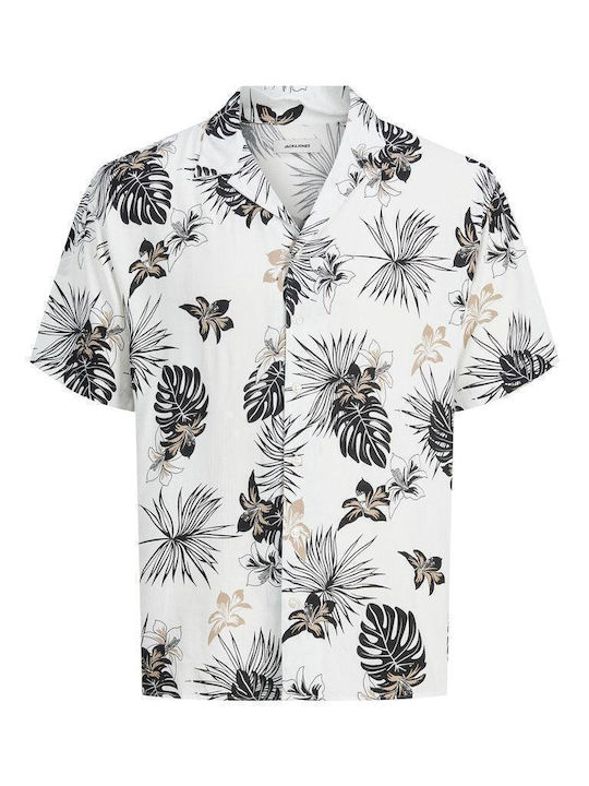 Short-sleeved Shirt in Wide Line Floral Cloud Dancer