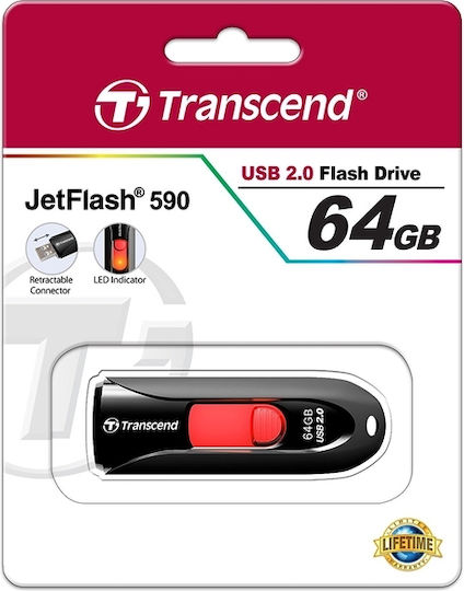 Transcend 64GB USB 2.0 Стик Черен