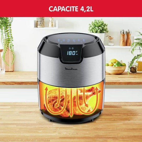 Moulinex Easy Fry Deluxe Air Fryer 4lt Ασημί