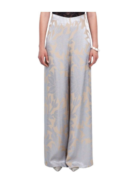 Damen Hoch tailliert Stoff Hose mit Gummizug in Lockerer Passform Blumen