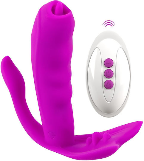 Javida Licking Panty Vibe Mini Δονητής για Ζευγάρια με Απομακρυσμένο Έλεγχο 10cm Ροζ