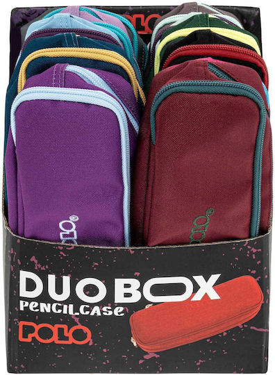 Polo Duo Box Pencil Case with 2 Compartments Burgundy