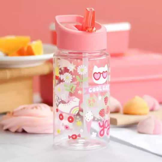 A Little Lovely Company Παιδικό Παγούρι Πλαστικό με Καλαμάκι Tritan 450ml (Διάφορα Σχέδια/Χρώματα)