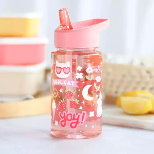 A Little Lovely Company Παιδικό Παγούρι Πλαστικό με Καλαμάκι Tritan 450ml (Διάφορα Σχέδια/Χρώματα)