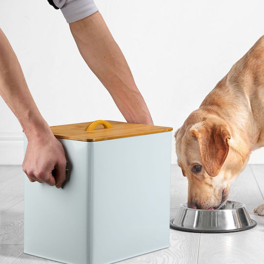 Set aus 2 Futterbehältern für Tiere, verschiedene Bambusdeckel, 5,5 L, 13,5 L, Eisen