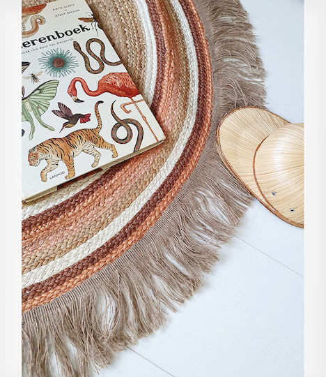 Tapis Petit Jute Tess Ръчно изработено Детско килимче Бежов Кръгло с диаметър 110см