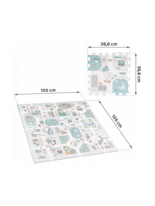 Nukido Kids Foam Rug City Figures Design 105x105cm
