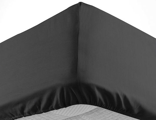 Cearșaf Super dublu cu Elastic 160x200+30cm. L-c Lina Negru
