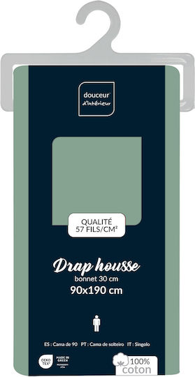 Douceur d'Intérieur Sheet for Single Bed with Elastic 90x190+30cm. Lina Sage