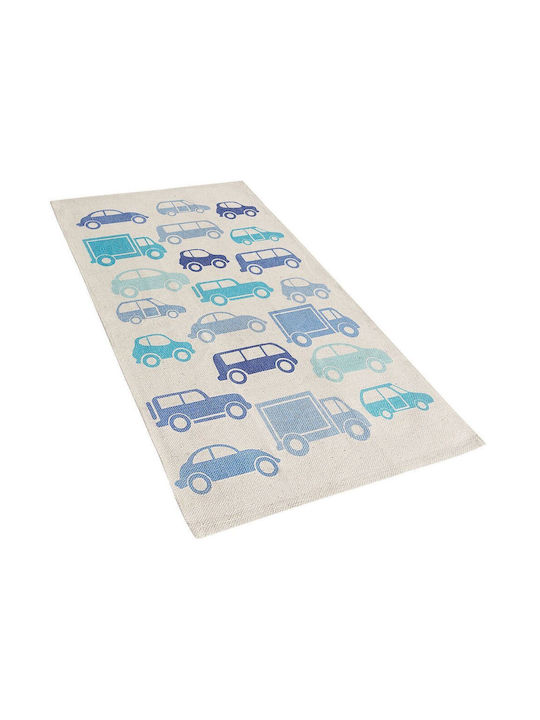 Beliani Παιδικό Χαλί Cars Βαμβακερό Μπλε 60x90cm