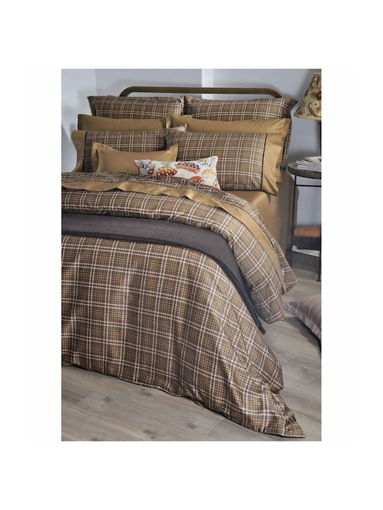 Down Town Home Carreaux Σετ Σεντόνια Υπέρδιπλα 245x280εκ. Gold (4τμχ)
