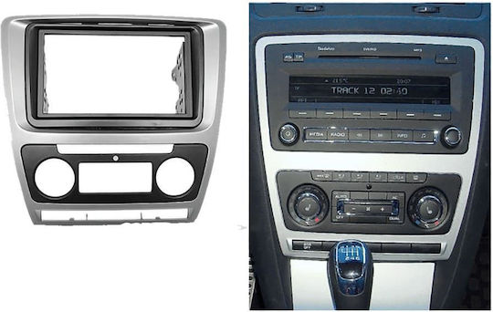 Πρόσοψη 2 Din για Skoda Octavia 2004 - 2013 Auto Air Condition Ασημί για Skoda Octavia 2004 2013