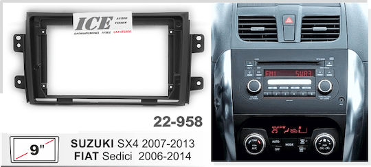 CARAV Industries Inc. DIN Fascia Panels 2 Din Compatible with Screen 9" for Fiat Sedici Suzuki SX4 2006-2014