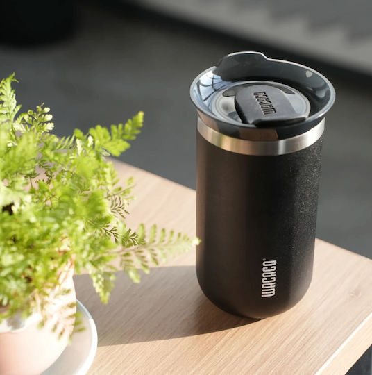 Wacaco Octaroma Lungo Glass Thermos Stainless Steel / Plastic 300ml Onyx Black with Mouthpiece