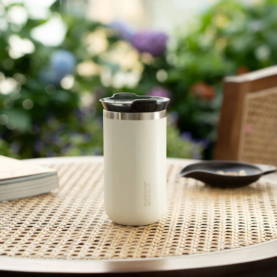 Wacaco Octaroma Lungo Glass Thermos Stainless Steel / Plastic 300ml White with Mouthpiece