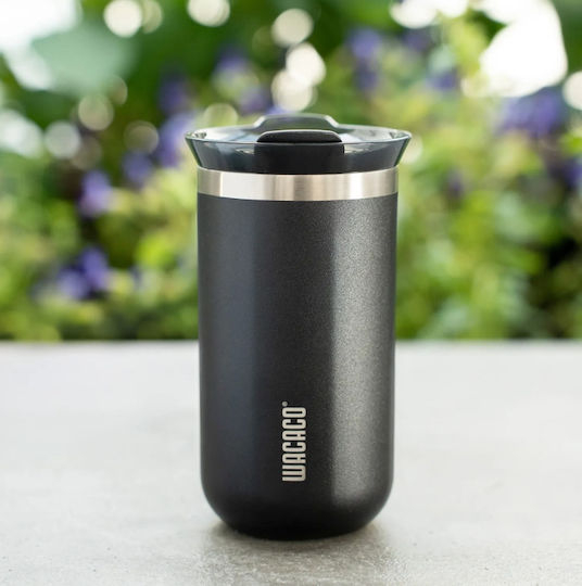 Wacaco Octaroma Lungo Glass Thermos Stainless Steel / Plastic 300ml Onyx Black with Mouthpiece