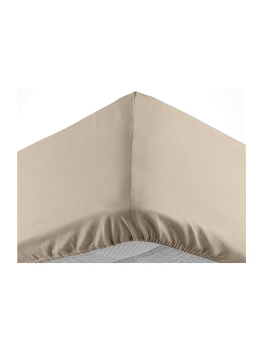 Douceur d'Intérieur Sheet for Single Bed with Elastic 90x190cm. Lina Sand