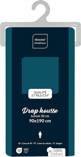 Douceur d'Intérieur Σεντόνι Μονό με Λάστιχο 90x190εκ. Blue