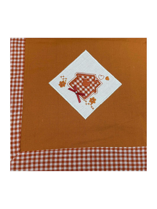 Linea Home Checkered with Embroidery Home Orange 90x90cm