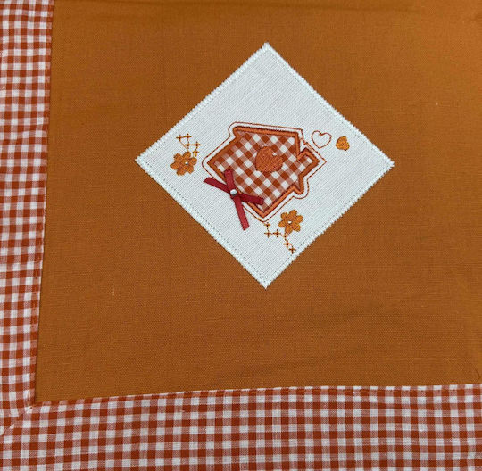 Linea Home Fustă Pătrată cu Broderie Home Portocaliu 90x90cm
