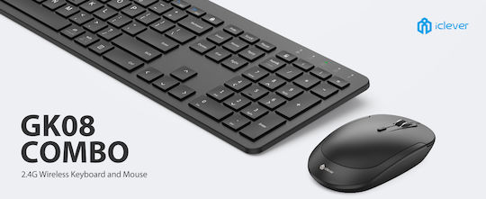 iClever GK08 Kabellos Bluetooth Tastatur & Maus Set Englisch US
