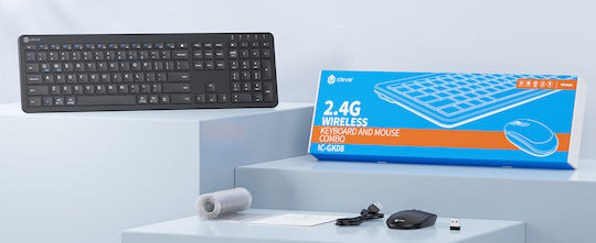 iClever GK08 Kabellos Bluetooth Tastatur & Maus Set Englisch US