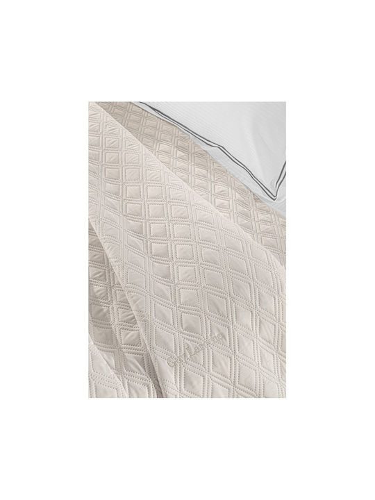 Guy Laroche Honour Set Coverlet Queen Size Microsatin Ivory 240x250cm 3pcs