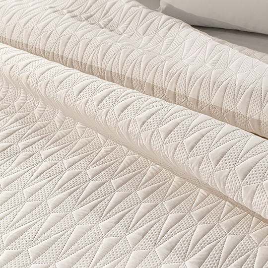 Guy Laroche Ruby Set Coverlet Queen Size Microsatin Ruby - Ivory 240x250cm 3pcs