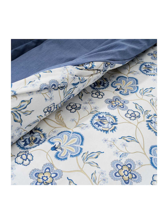 Vesta Home Como 1 Coverlet King Size Cotton Satin Blue 270x270cm