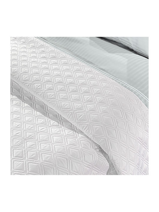 Guy Laroche Honour Set Coverlet Queen Size Microsatin White 240x250cm 3pcs