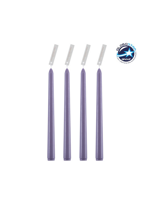 GloboStar Duftkerze Kegel mit Duft Zitrone und Lavendel Lila 25cm 4Stück