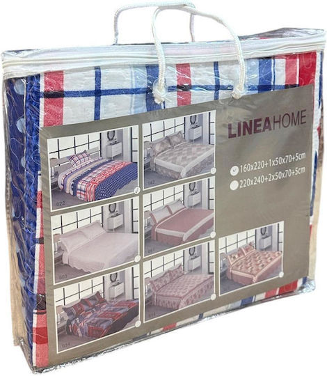 Linea Home Britain Σετ Κουβερλί Μονό Βαμβακερό Μπλε 160x220cm 2τμχ