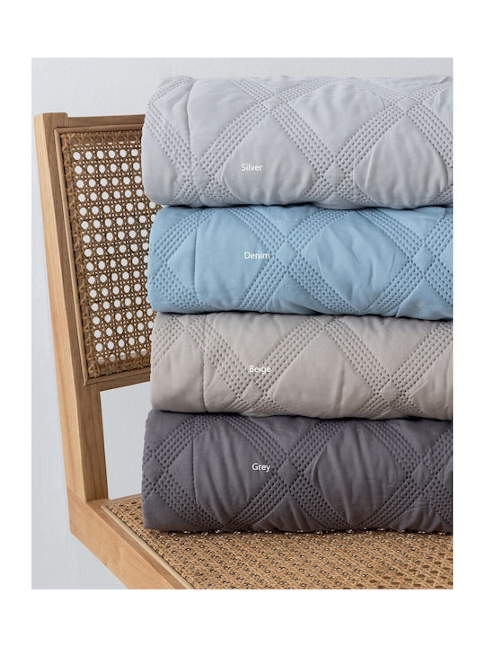 Palamaiki Ifigeneia Set Coverlet Semi-double Microfiber Grey 180x240cm