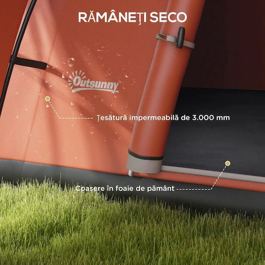 Cort De Camping Tunel Portocaliu 4 Anotimpuri Pentru 6 Persoane 550x300x198cm
