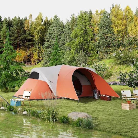 Cort De Camping Tunel Portocaliu 4 Anotimpuri Pentru 6 Persoane 550x300x198cm