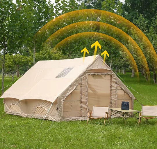 Inflatable Camping Tent Beige 4 Seasons for 8 People 400x300x210cm