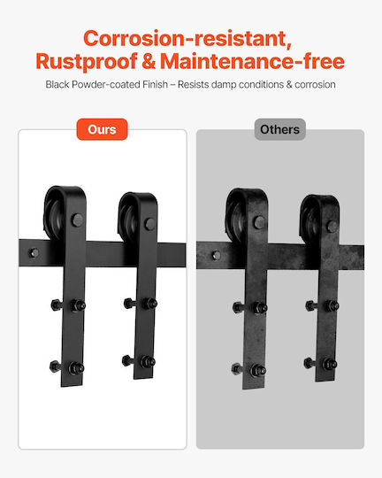 Vevor Sliding Door Mechanism For Wooden Door 152.4cm Black