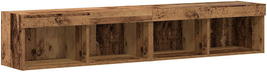 Living Room TV Unit with Showcase & Lighting Brown L30.5xW30xH102cm