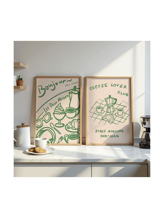 Poster Morning Coffee Pst25327 60cm X 90cm Μαύρο Ξύλινο Κάδρο