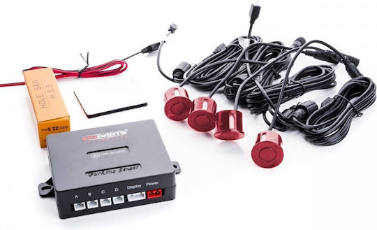 Einparts Car Parking System with Screen and 4 Sensors 22mm in Red Color