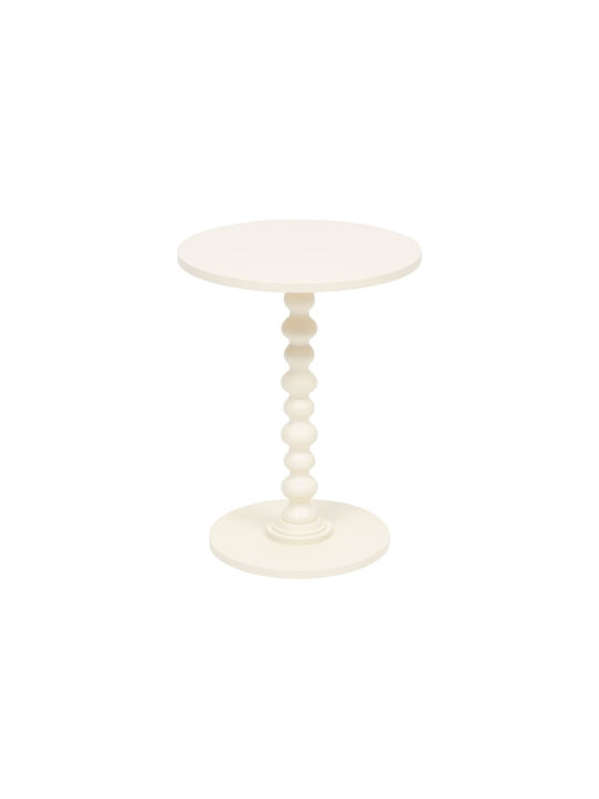 Round Side Table Alix Made of Solid Wood Ivory 38x38x50 cm