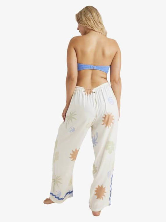 Sun Symbol Women's High-waisted Fabric Trousers with Elastic Relaxed Fit MULTI